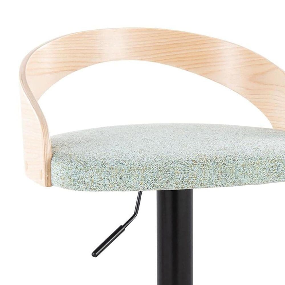 LumiSource Grotto Swivel Barstool with Light Green Fabric Upholstery in Black and Natural (Set of 2), , large
