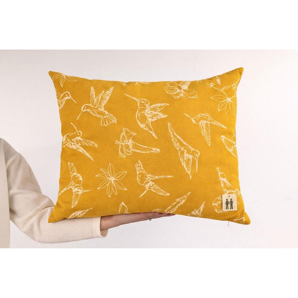 Eric &amp; Christopher 19" x 24" Hummingbird Throw Pillow in Sunshine Yellow, , large