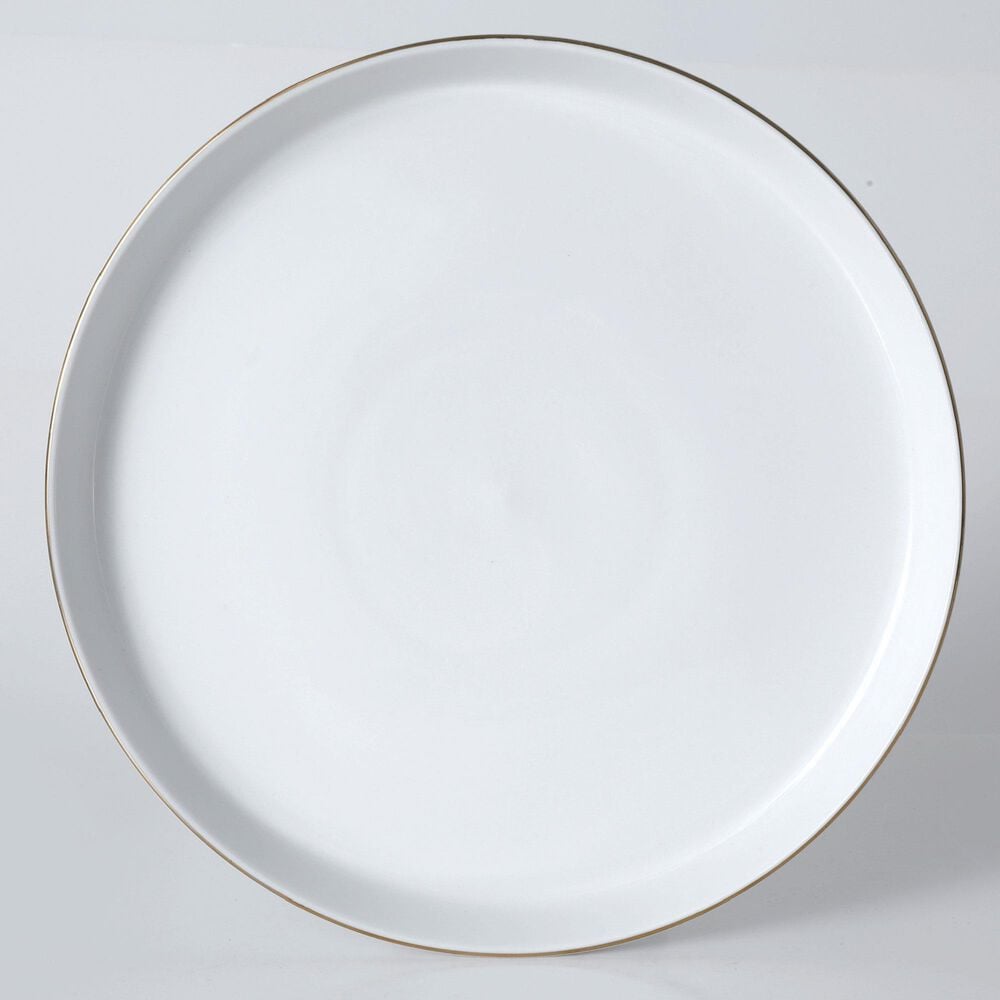Gibson Overseas, Inc White Deco 12-Piece Dinnerware Set in White and Gold Band, , large