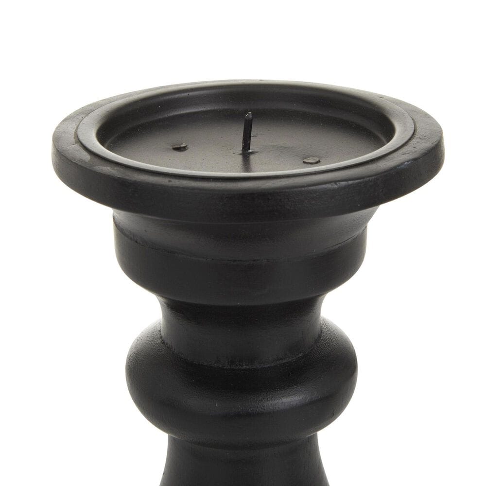 Maple and Jade 6&quot;, 8&quot;, 10&quot; Turned Style Pillar Decorative Candle Holder in Black &#40;Set of 3&#41;, , large