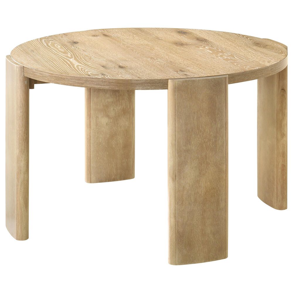 HOMLUX 47"W Round Dining Table with Oak Finish, 4-Leg Base, in Oak, , large