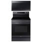 SAMSUNG 2-Piece Kitchen Package with Black Stainless Steel 30" Freestanding Electric Range and Matte Black Stainless 2.1 Cu. Ft. Over-the-Range Microwave, , large