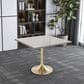 Leisuremod LeisureMod Verve Collection 36 Square Dining Table, Brushed Gold Base with Laminated White Marbleized Top, , large