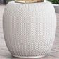 Hearth and Haven Round Patio Side Table with Braided Pattern in Antique White, , large