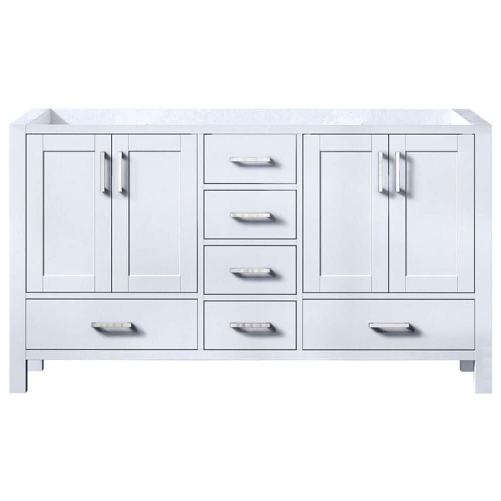 Lexora Home Jacques 60&quot; Double Bathroom Vanity in White with 2 cm White Cultured Marble Top and Rectangular Sinks, , large
