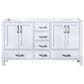 Lexora Home Jacques 60" Double Bathroom Vanity in White with 2 cm White Cultured Marble Top and Rectangular Sinks, , large