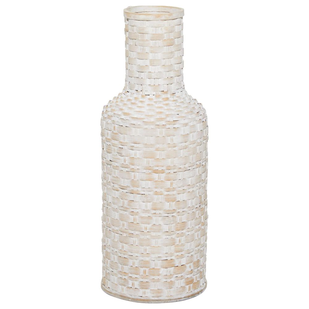 Maple and Jade 8" x 22" Bohemian Metal Vase in White, , large
