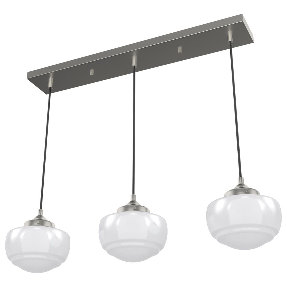 Hunter Saddle Creek 3-Light Linear Pendant Cluster with White Shade in Brushed Nickel, , large