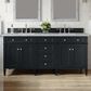 James Martin Vanities Brittany 72" Double Bathroom Vanity in Black Onyx with 3 cm Victorian Silver Quartz Top and Rectangular Sinks, , large