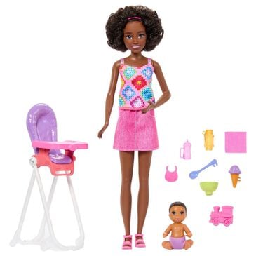 Barbie Highchair Friend Babysitter Playset, , large