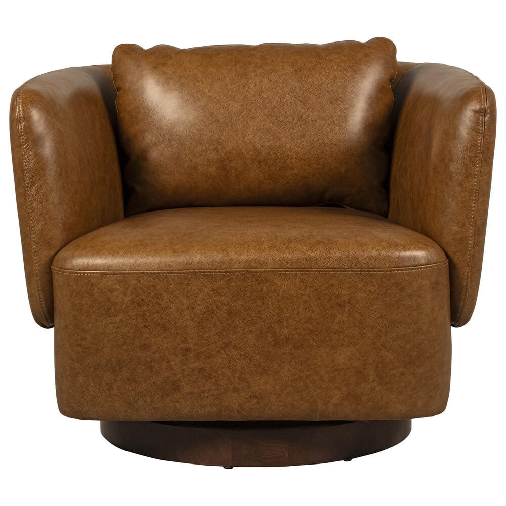 Interlochen Leather Swivel Chair in Saddle, , large