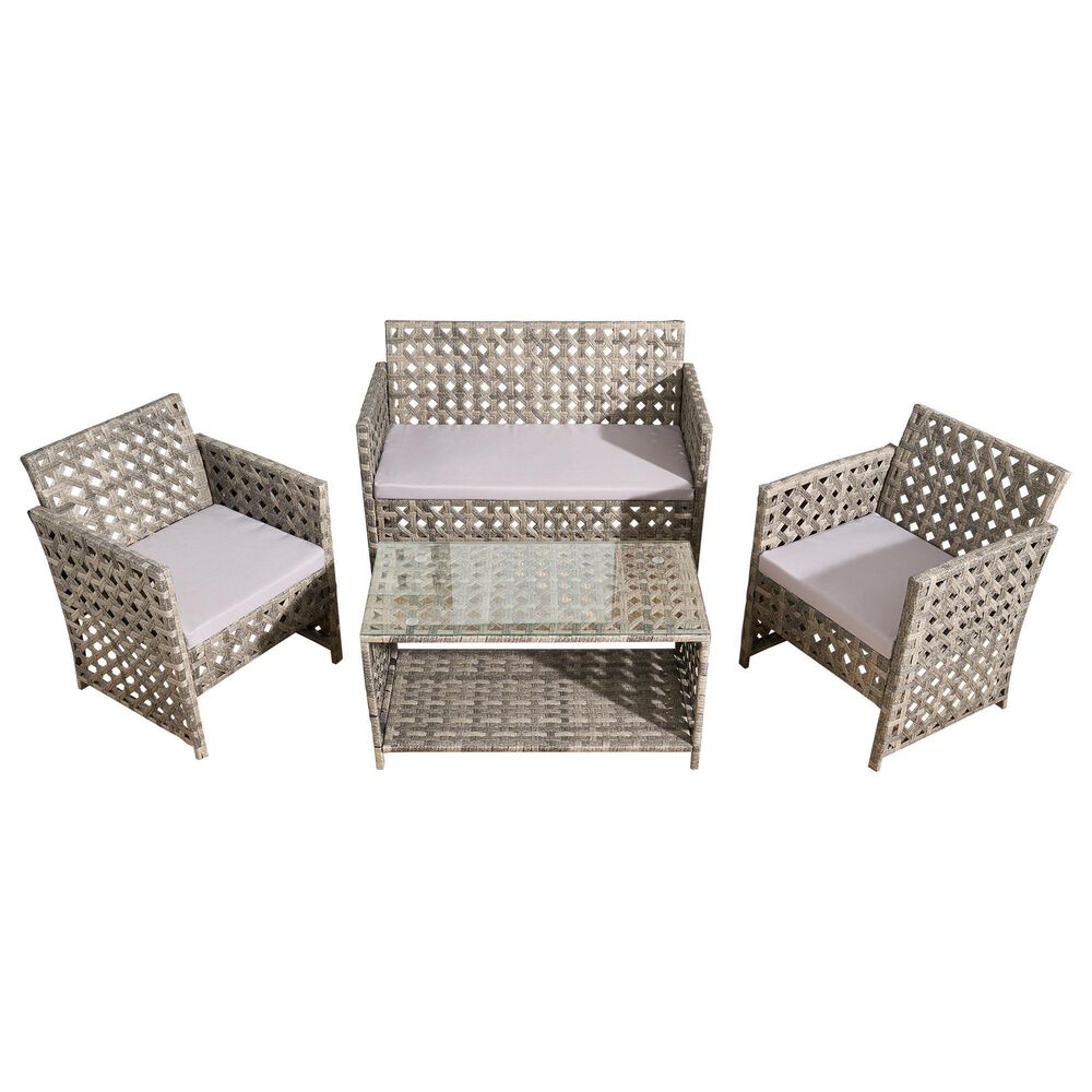 HOMLUX 4-Piece Patio Conversation Set in Light Gray, , large