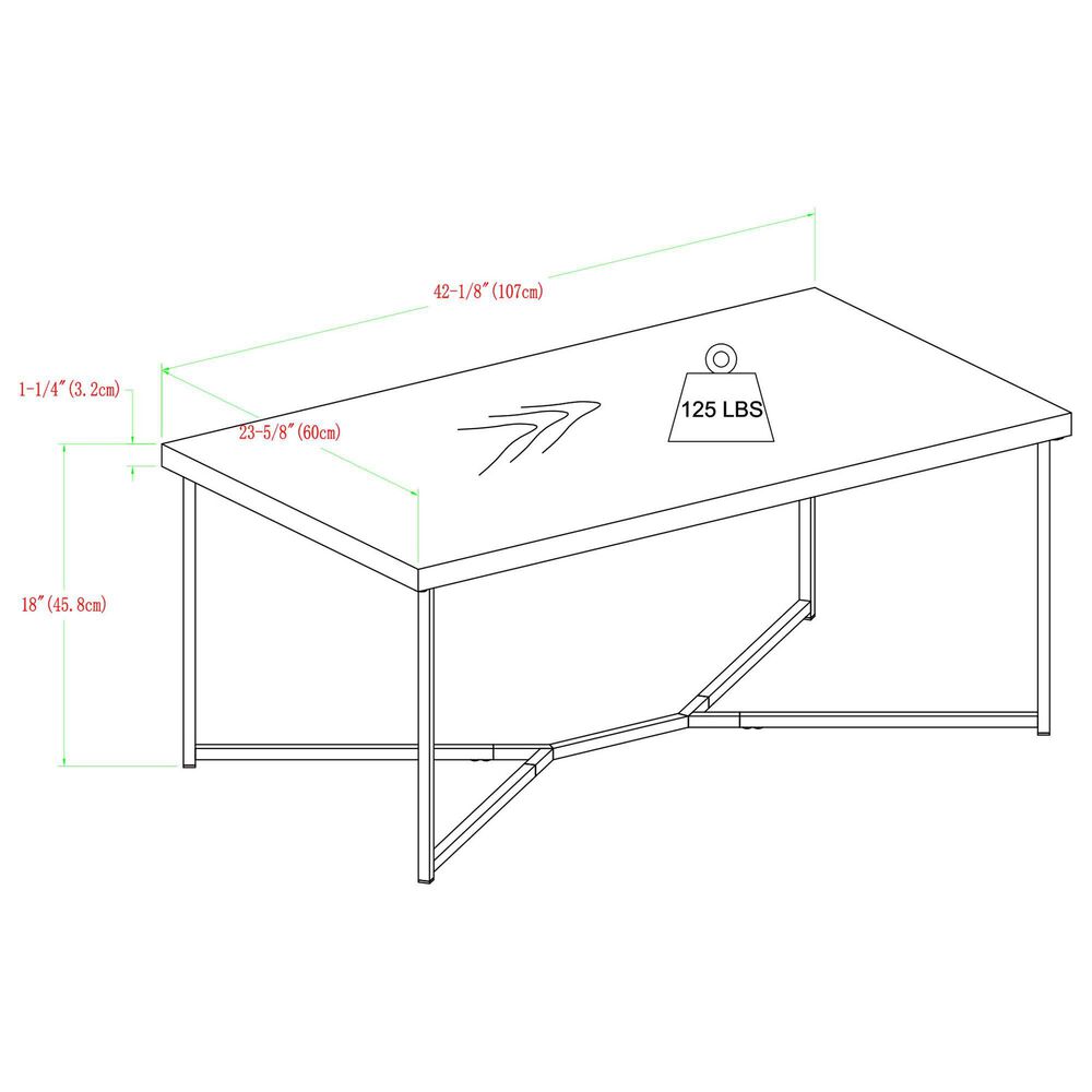 Walker Edison Luxe Coffee Table in White and Chrome, , large