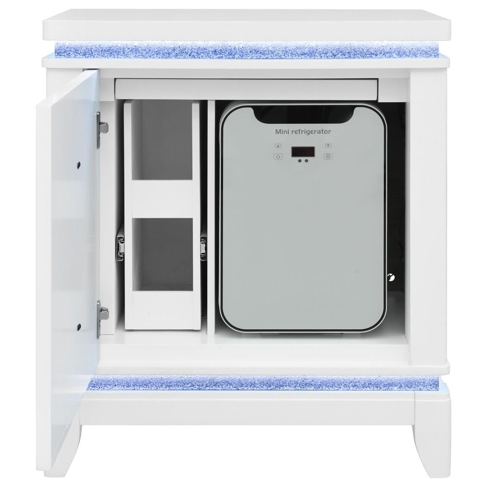 Global Furniture USA Alina 2-Piece Full Upholstered Panel LED Bed with Nightstand in White, , large