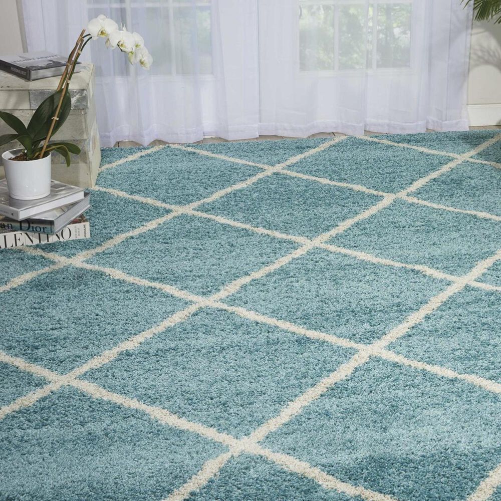 Nourison Brisbane BRI03 8&#39;2&quot; x 10&#39; Aqua Area Rug, , large