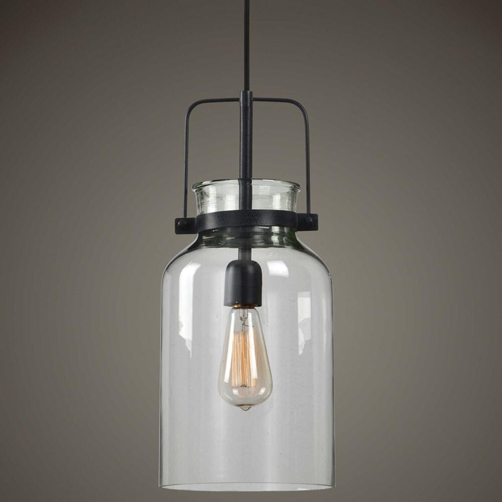 Uttermost Lansing 1 Light Mini Pendant in Textured Black Fixture, , large