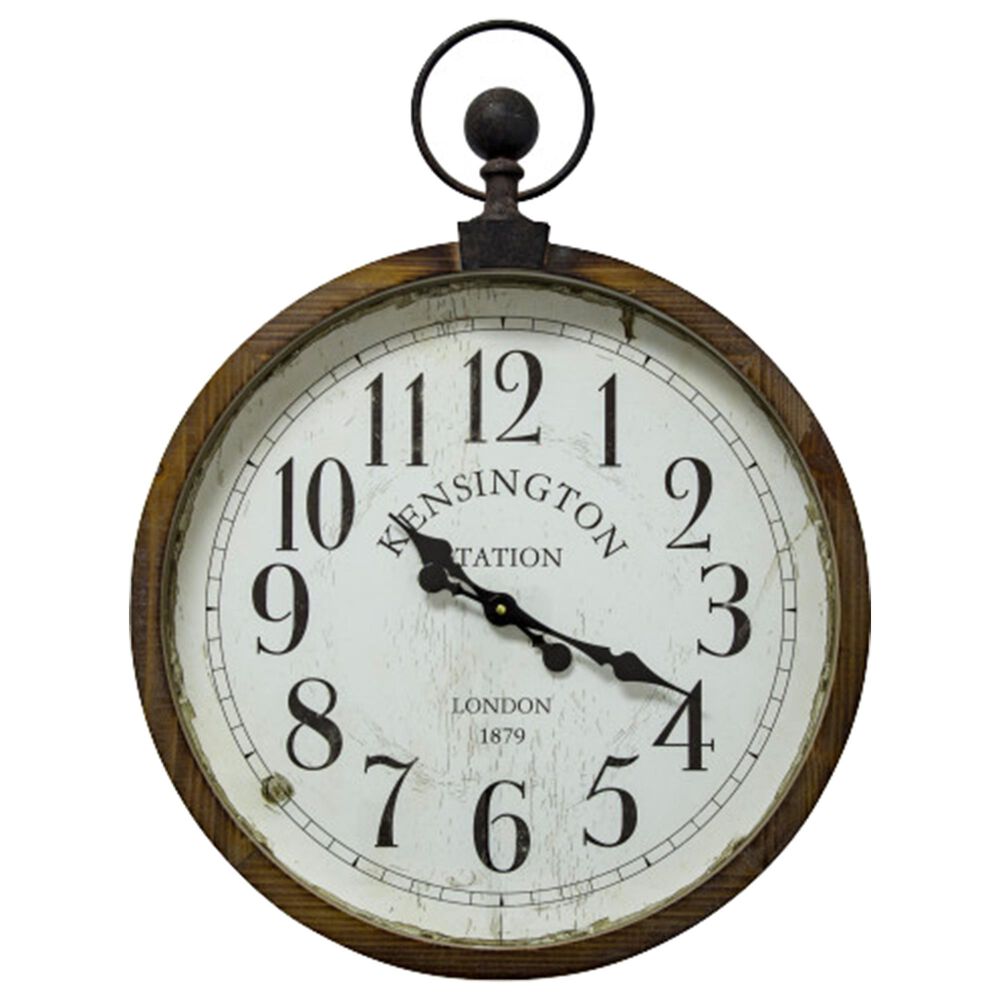 Yosemite Home Decor Kensington Station Pocket Watch Wall Clock in Brown
