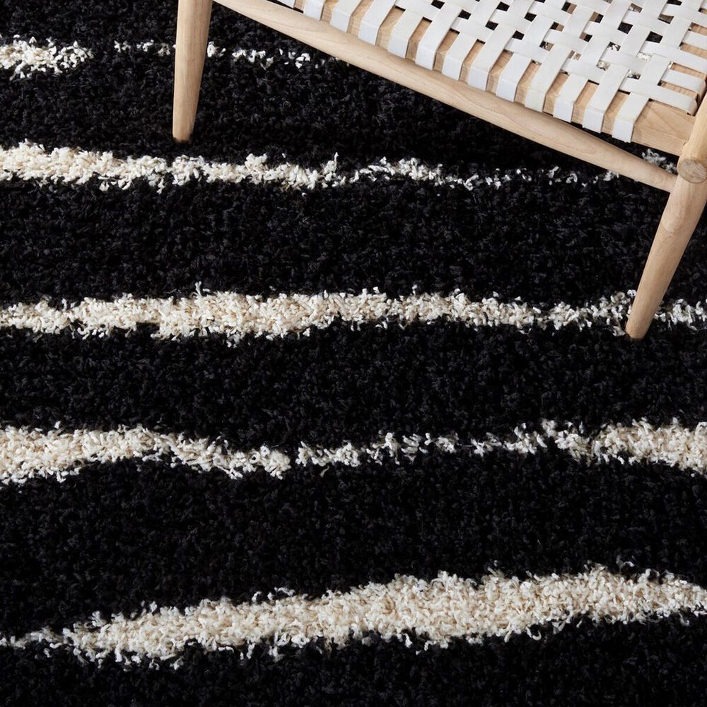 Safavieh Venus Shag VNS603Z 5&#39;3&quot; x 7&#39;6&quot; Black and Ivory Area Rug, , large
