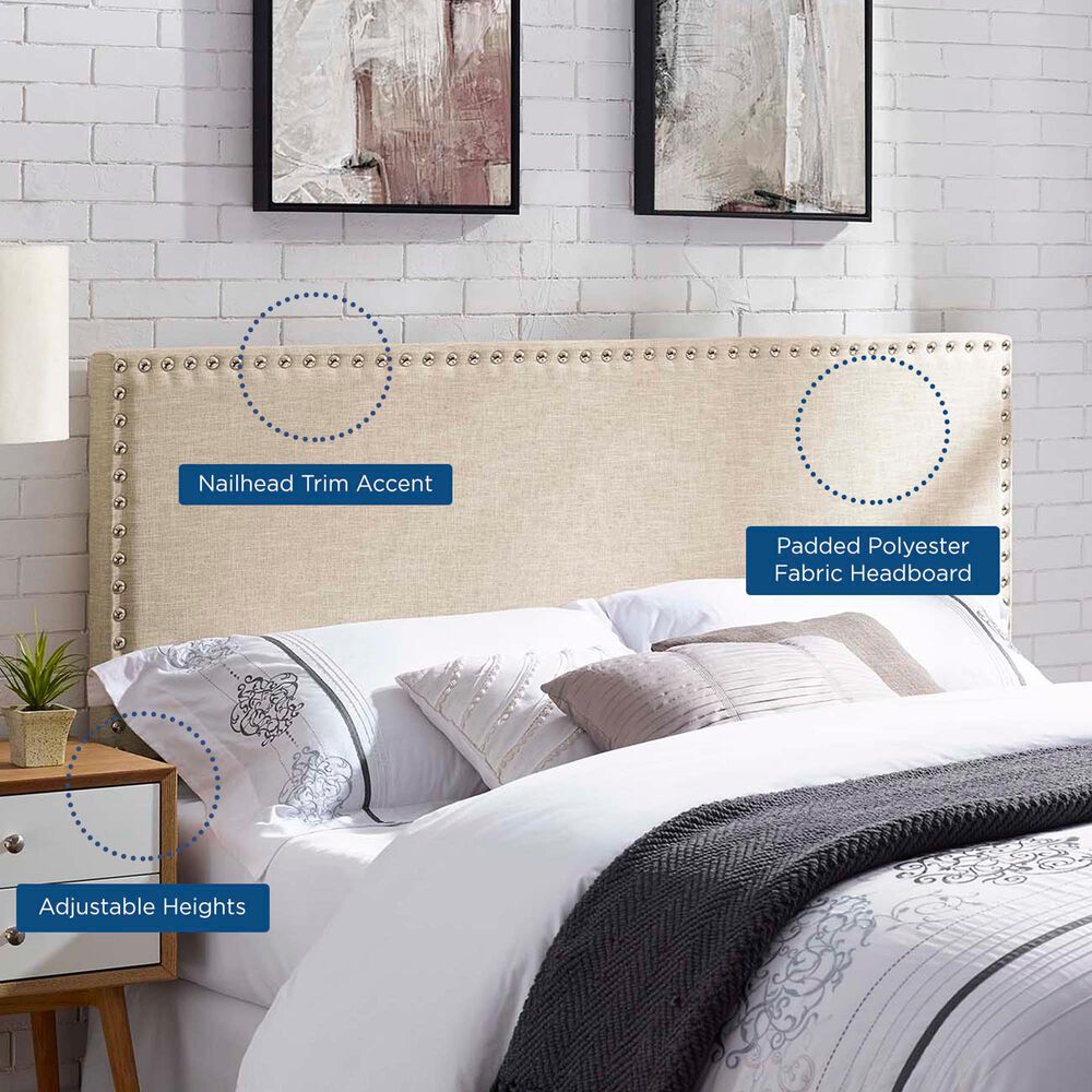 Modway Phoebe Upholstered Fabric Queen Headboard in Beige, , large