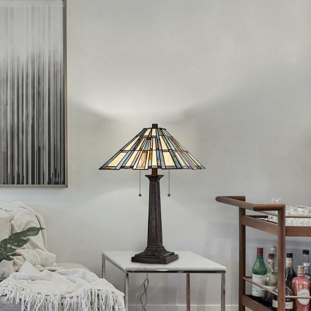 Cal Lighting Tiffany Table Lamp with Pull Chain Switch in Dark Bronze, , large