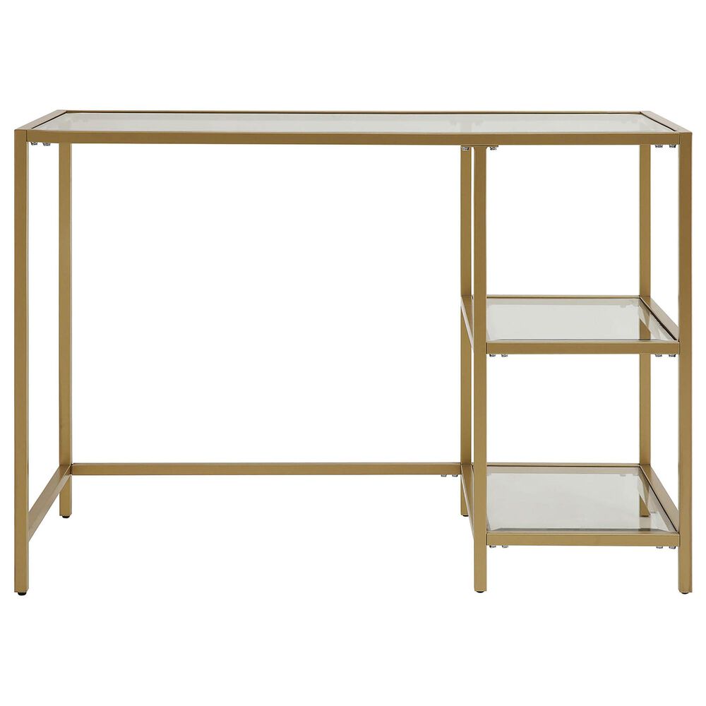 Carolina Cottage Marcello Glass Top Desk with Shelves in Gold, , large