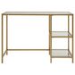 Carolina Cottage Marcello Glass Top Desk with Shelves in Gold, , large