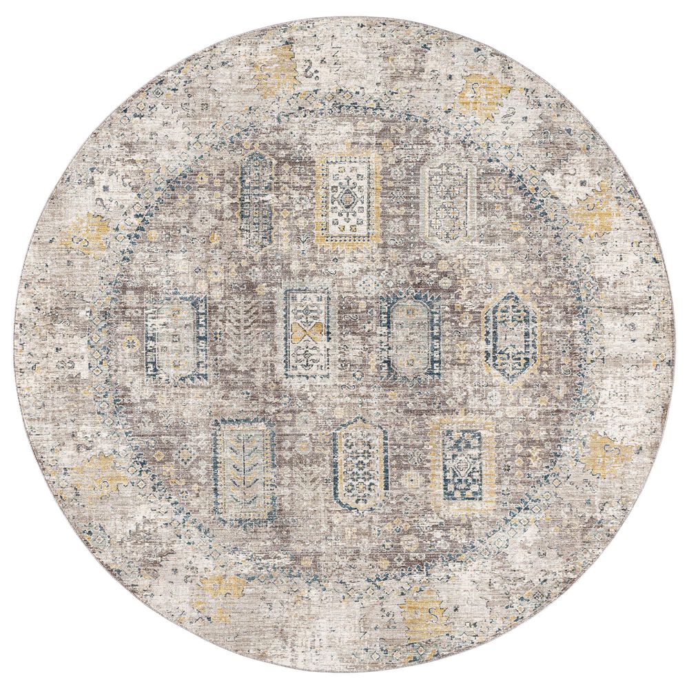 Surya Carlisle CSI2318 5"3" Round Dark Brown, Medium Gray, Off-White, Olive and Dark Blue Area Rug, , large