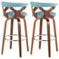 LumiSource Gardenia Swivel Fixed-Height Bar Stool with Teal Fabric Upholstery in Chrome and Walnut (Set of 2), , large