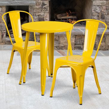 Flash Furniture 3-Piece Metal Table Set in Yellow, , large