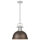 Golden Lighting Duncan 1-Light Pendant with Rod and Rubbed Bronze Shade in Pewter, , large