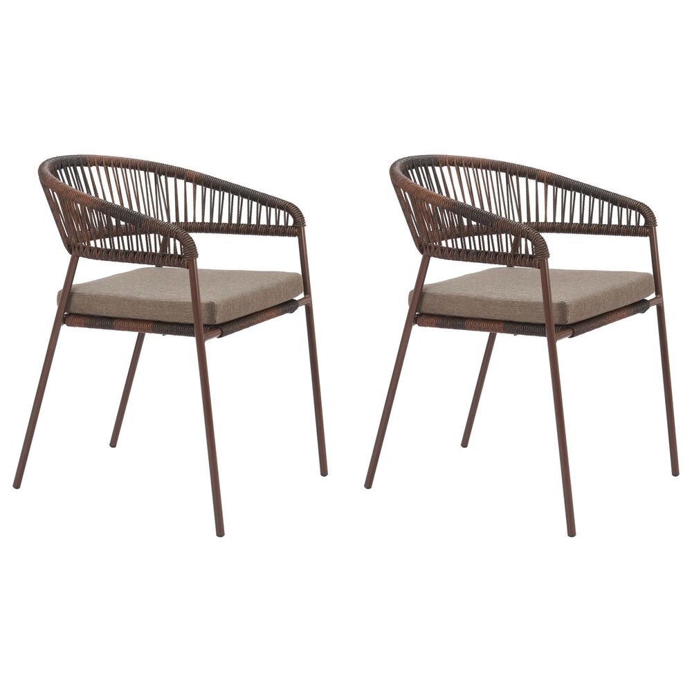Zuo Modern Skye Outdoor Dining Chair in Brown (Set of 2), , large