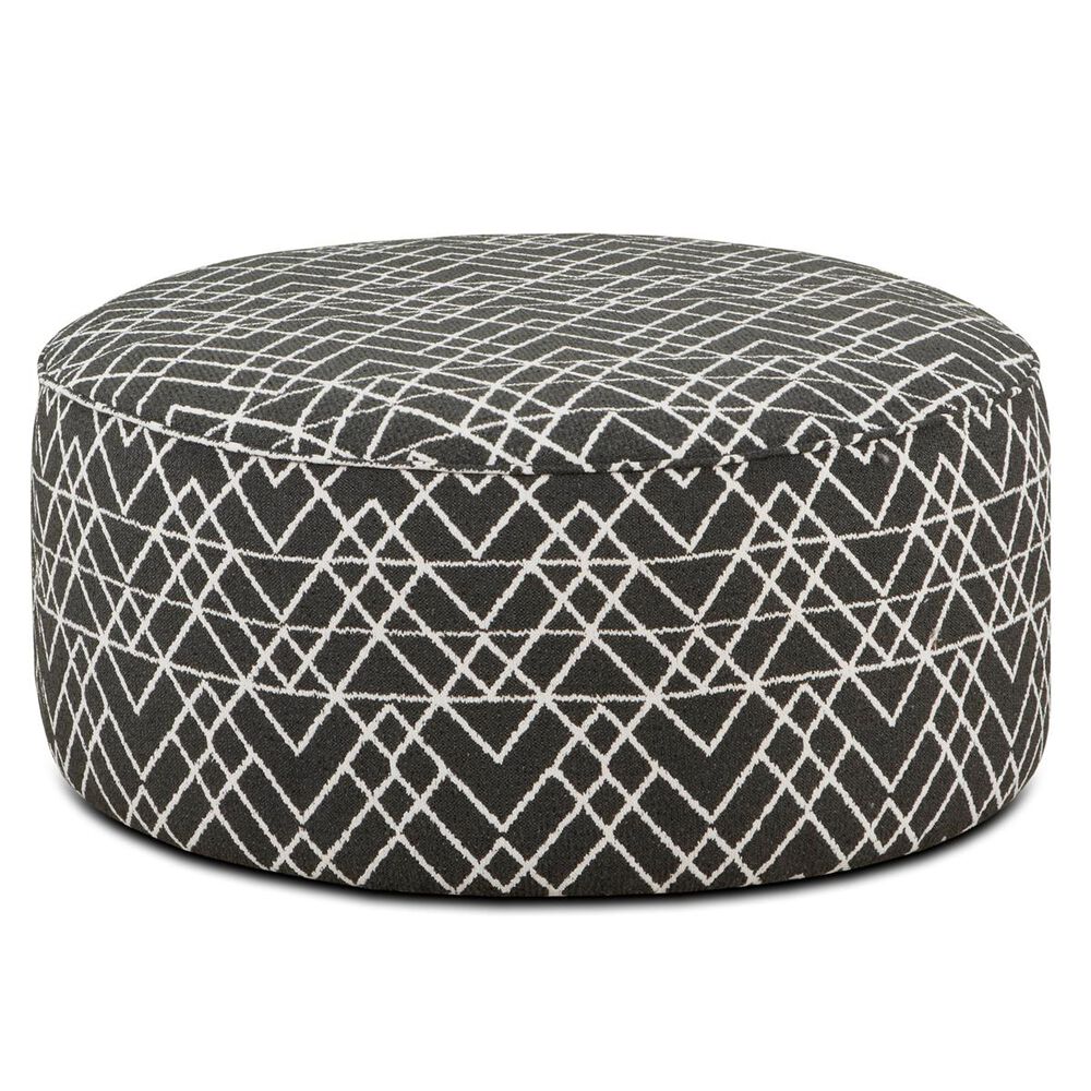 Xenia Round Cocktail Ottoman in Hyphen Onyx, , large