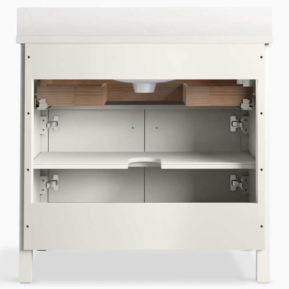Kohler Malin 36" Single Bathroom Vanity in White with 3 cm White Quartz Top and Rectangular Sink, , large