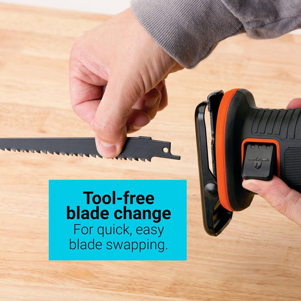 Black &amp; Decker 20V Max Powerconnect 7/8&quot; Cordless Reciprocating Saw in Black and Orange, , large