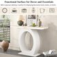 Hearth and Haven Mirod Console Table with Egg-Shaped Base in Beige, , large