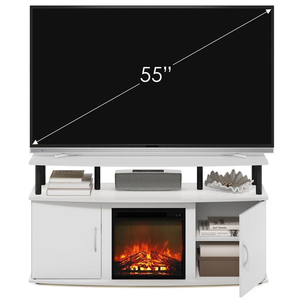 HOMLUX 47" TV Stand with Electric Fireplace and 2 Doors in White and Black, , large