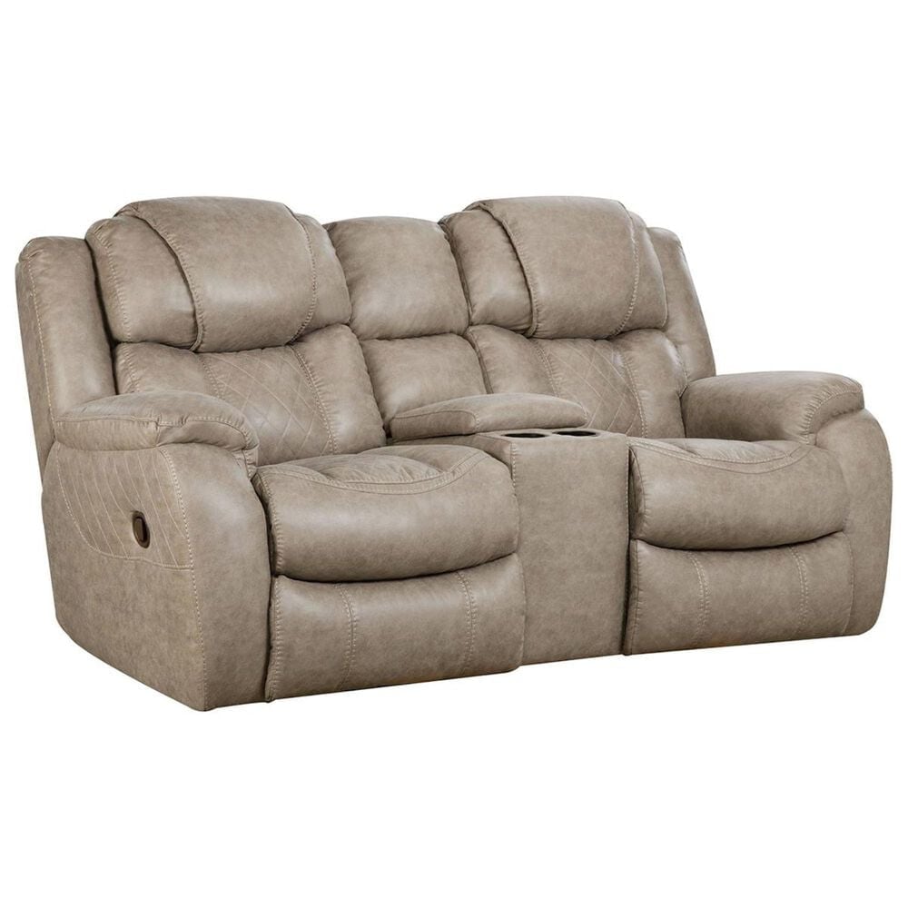 HomeStretch Daytona Reclining Manual Console Loveseat in Mushroom, , large