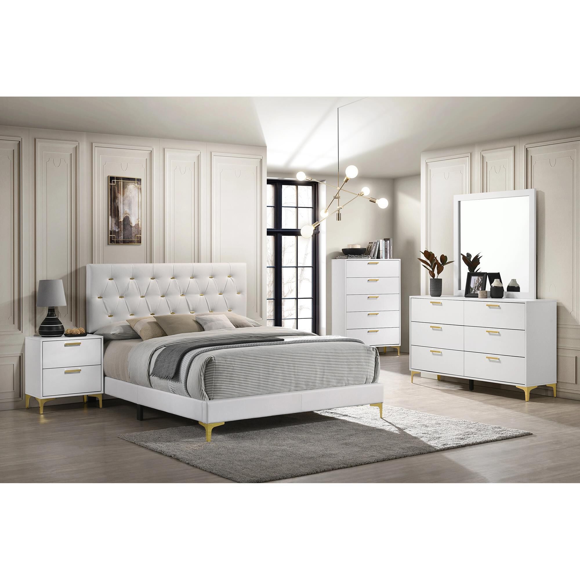 Pacific Landing Kendall 6-Drawer Dresser in Gold and White
