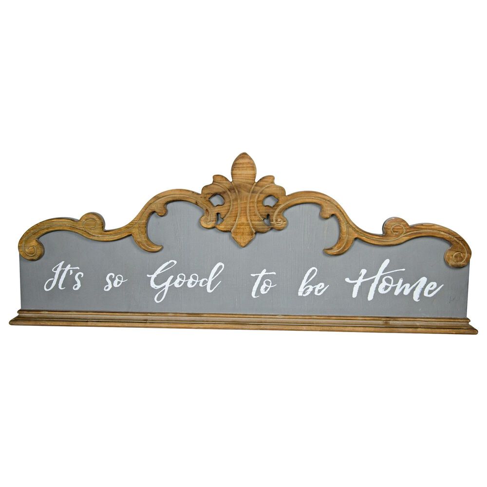 VIP Home and Garden "Good To Be Home" 13.5" x 35.5" Wood Sign in Grey, , large
