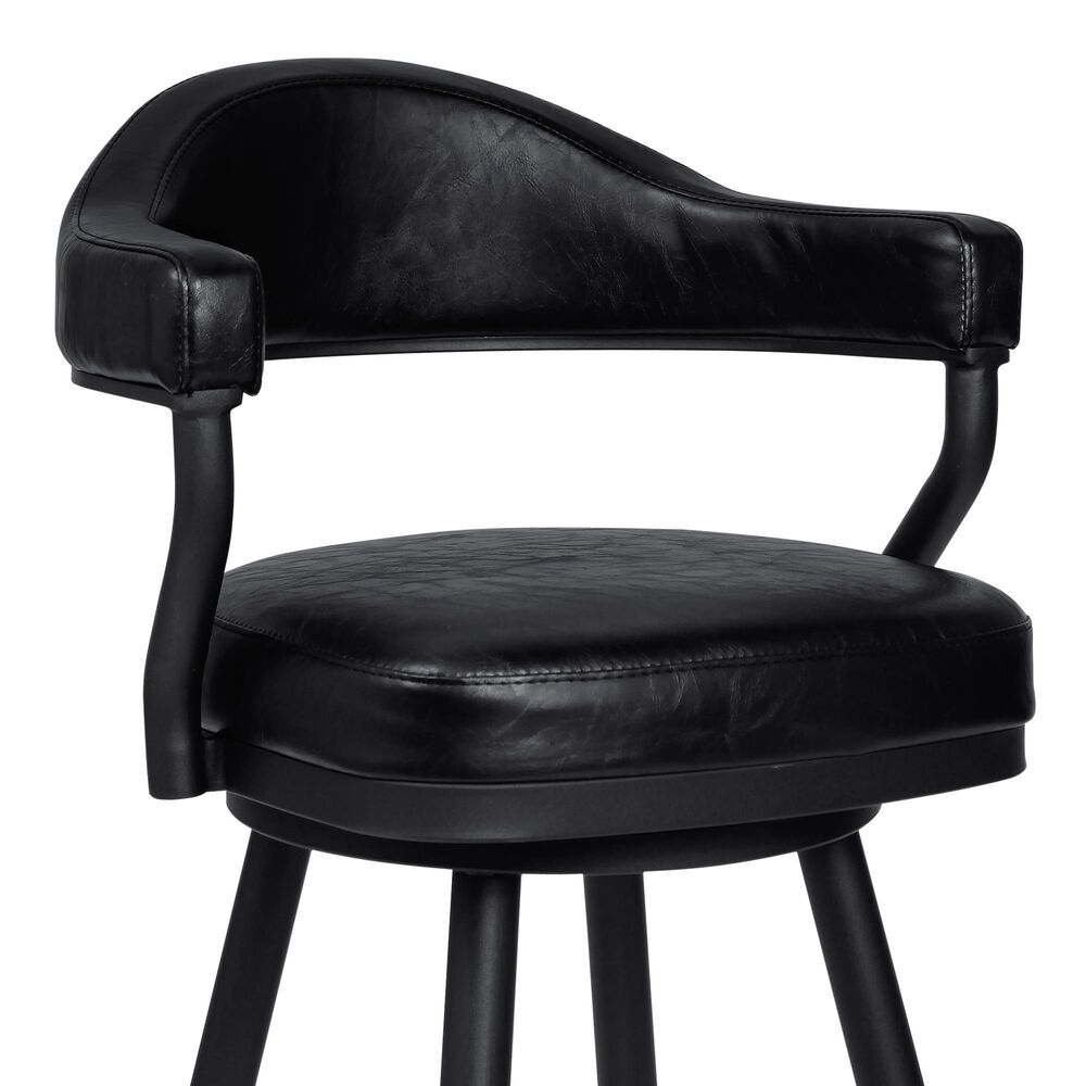 Blue River Amador 30&quot; Barstool with Vintage Black Cushion in Black Powder Coated, , large