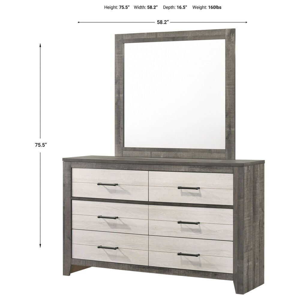 Crown Mark Rhett 5-Piece Queen Platform Bedroom Set in Gray and White, , large