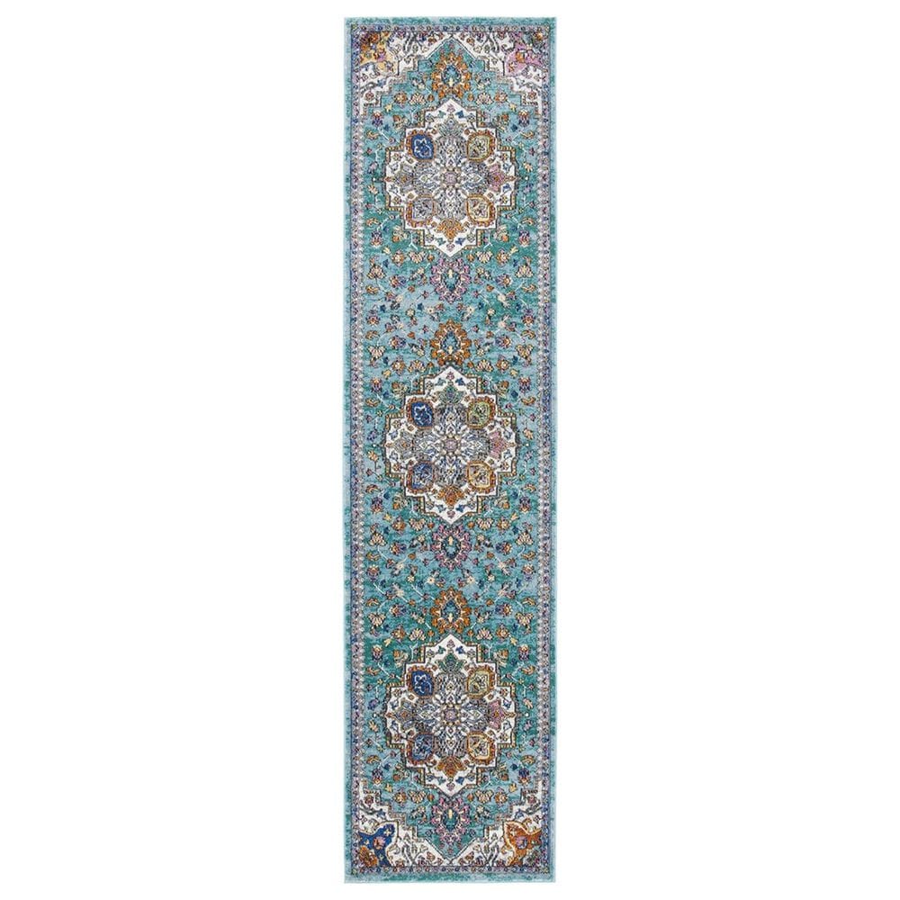 Safavieh Aria 2" x 8" Turquoise and Ivory Runner, , large