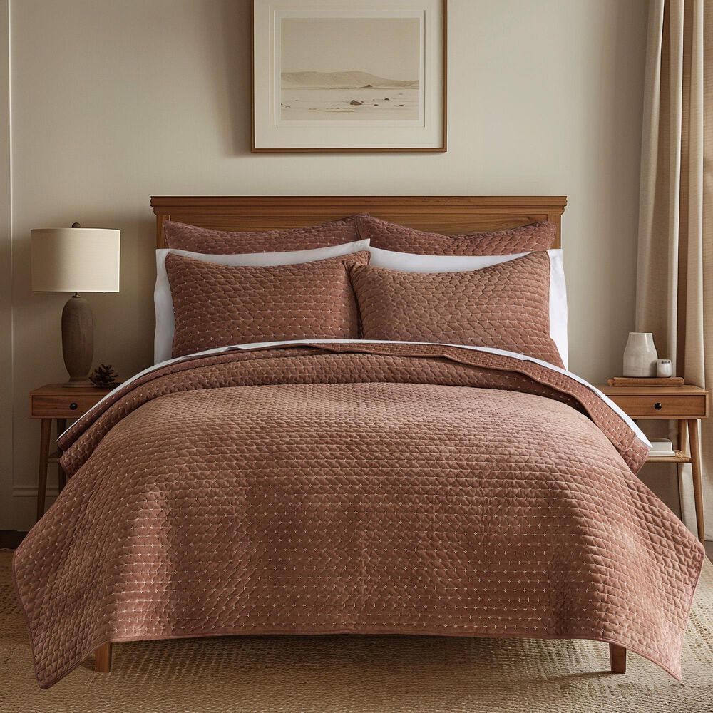 Levtex Velvet Stitch 3-Piece King/California King Quilt Set in Rust, , large