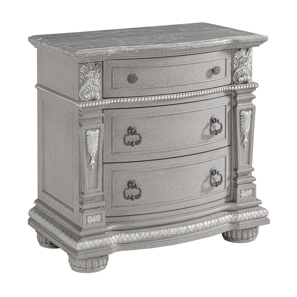 Davis International Glam 3 Drawer Nightstand in Gray with USB Port, , large