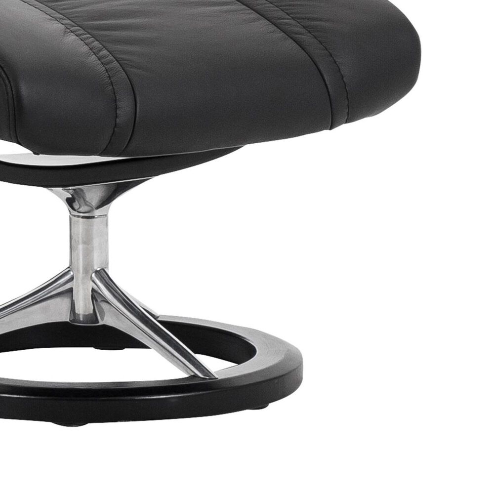 Stressless Wing Large Chair and Ottoman in Paloma Black with Signature Base, , large