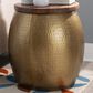 Linon Home Decor Royce 19" Drum Side Table with Storage in Brass, , large