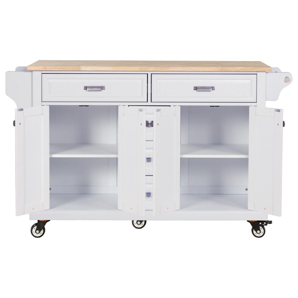 HOMLUX Kitchen Island Cart with Storage Cabinet in White, , large