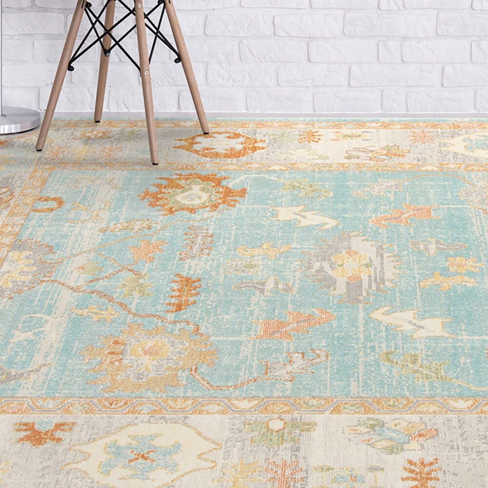 Amer Rugs Bohemian 5&#39;1&quot; x 7&#39;6&quot; Aqua Beige Area Performance Rug, , large