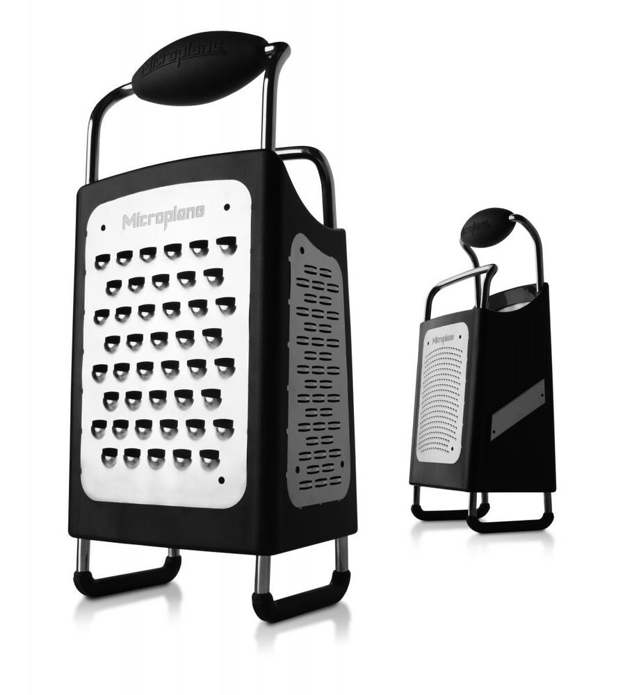 Microplane 4-Sided Box Grater in Black and Stainless Steel, , large
