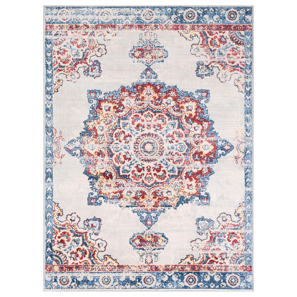Surya Monaco MOC-2319 6'9" x 9'9" Denim, Dark Red and Cream Area Rug, , large